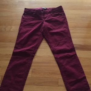 Women's Wine-colored Express skinny jeans